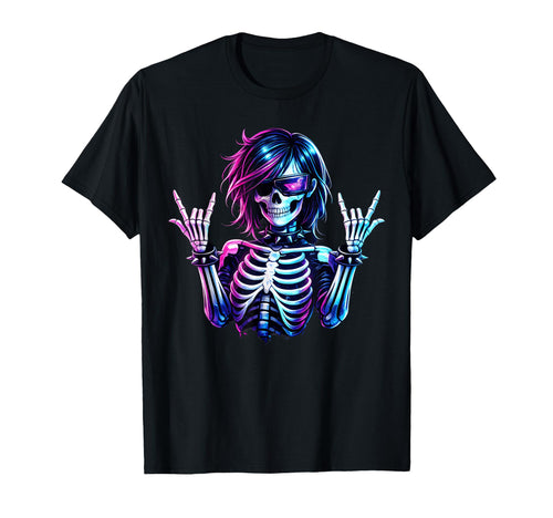 Cyberpunk Skeleton Rock Hand Goth T-Shirt - Graphic Print for Adults - T-Shirt, Sweatshirt, Hoodie