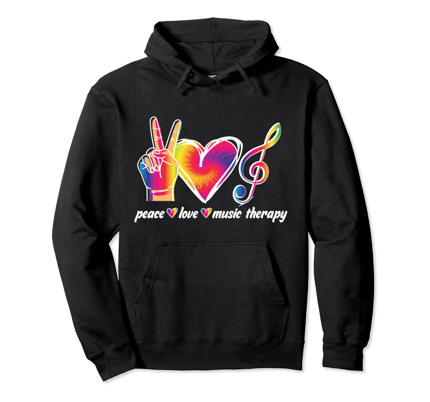 Peace Love Music Therapy Music Therapist Hoodie - Aesthetic Graphic Unisex - T-Shirt, Sweatshirt, Hoodie