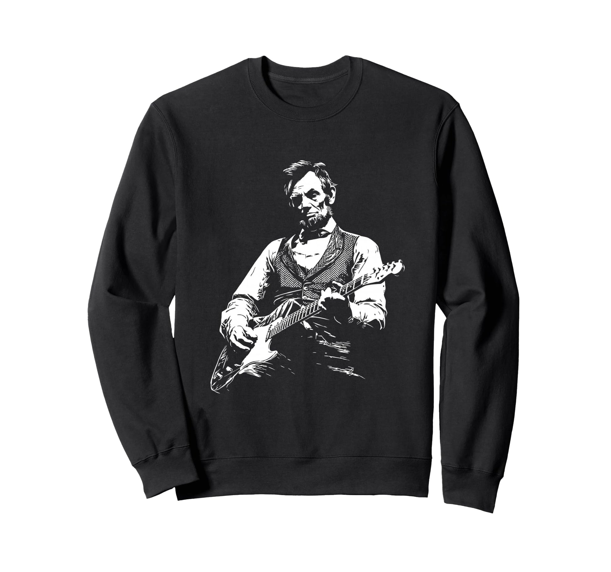 Abraham Lincoln Playing Electric Sweatshirt - Aesthetic Graphic Men Women - T-Shirt, Sweatshirt, Hoodie