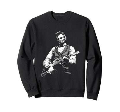 Abraham Lincoln Playing Electric Sweatshirt - Aesthetic Graphic Men Women - T-Shirt, Sweatshirt, Hoodie
