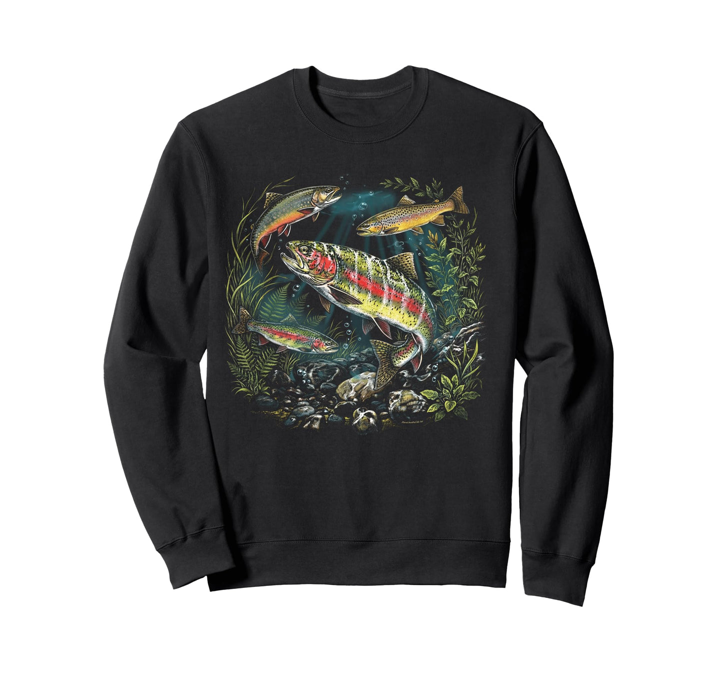 90S River Wildlife Rainbow Trout Sweatshirt - Aesthetic Graphic for Adults - T-Shirt, Sweatshirt, Hoodie