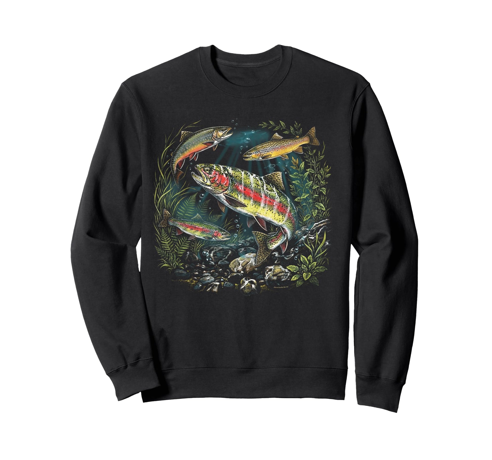 90S River Wildlife Rainbow Trout Sweatshirt - Aesthetic Graphic for Adults - T-Shirt, Sweatshirt, Hoodie