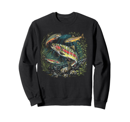 90S River Wildlife Rainbow Trout Sweatshirt - Aesthetic Graphic for Adults - T-Shirt, Sweatshirt, Hoodie