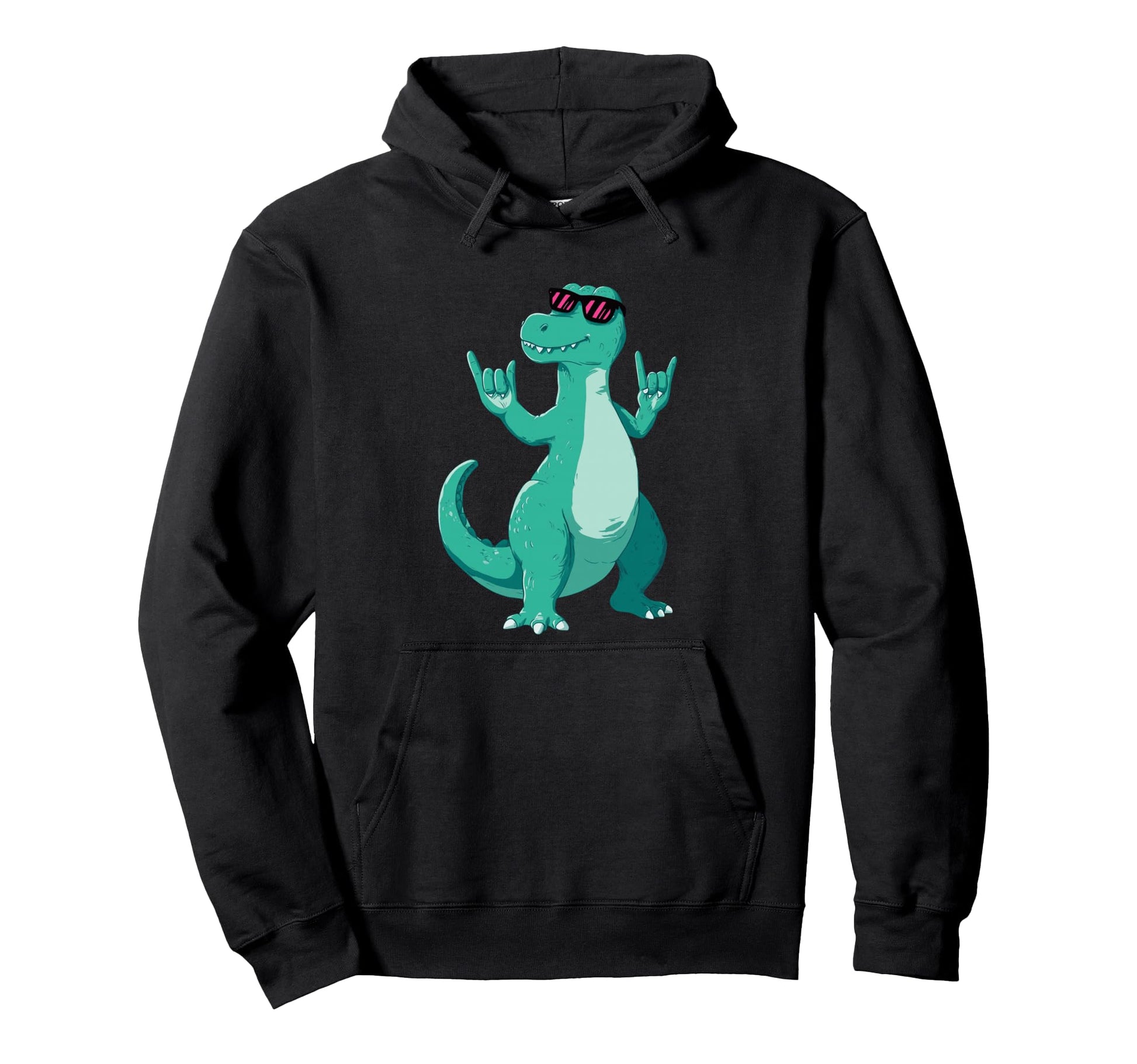 T Rex Dinosaur Double Rock Signs Hoodie - Fun Novelty Design for Adults - T-Shirt, Sweatshirt, Hoodie