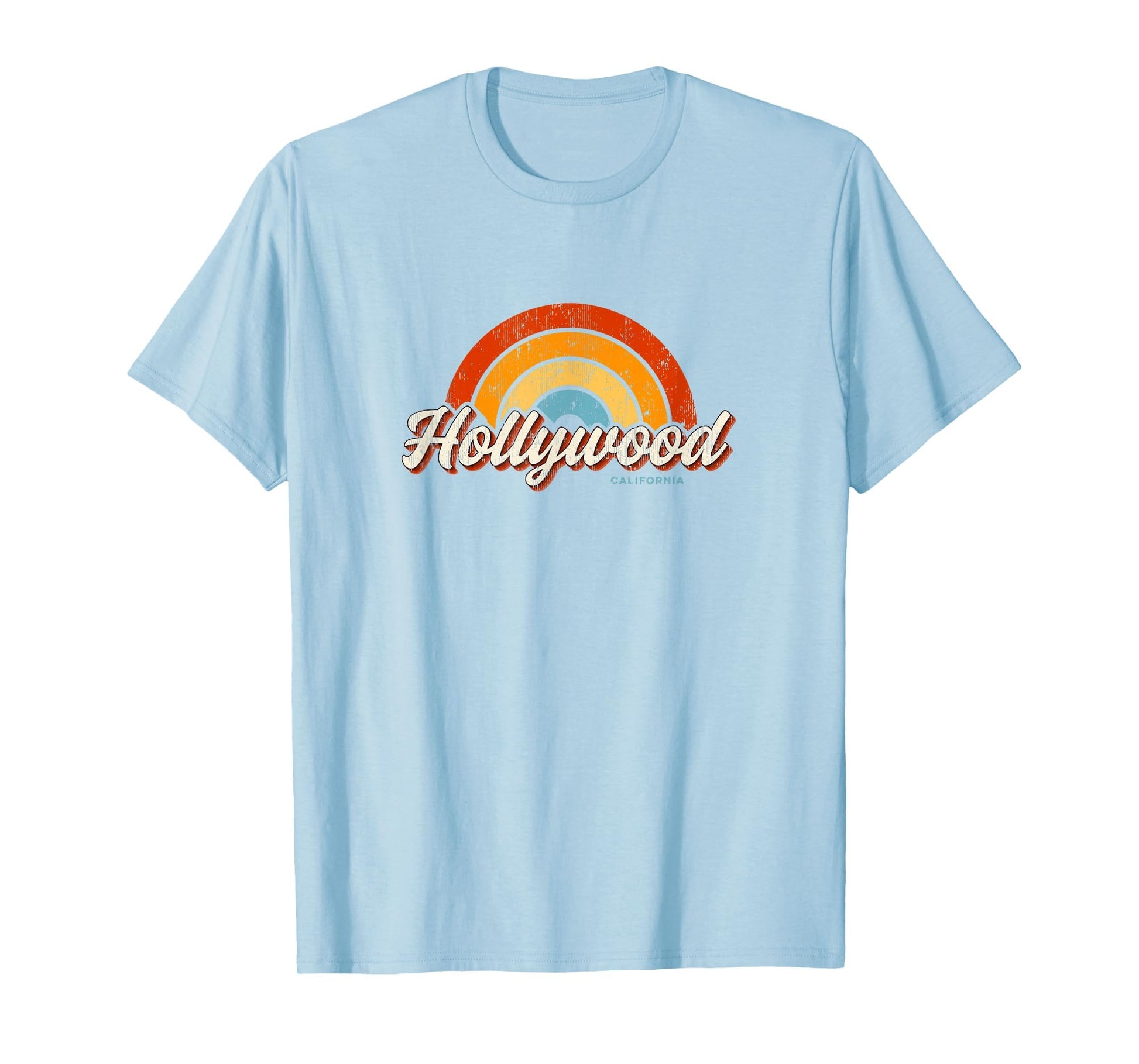 Hollywood California Ca Rainbow 70S T-Shirt - Custom Art Print Unisex - T-Shirt, Sweatshirt, Hoodie