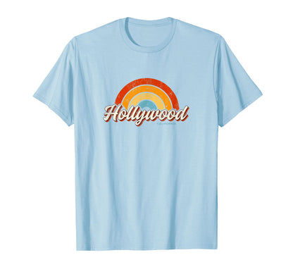 Hollywood California Ca Rainbow 70S T-Shirt - Custom Art Print Unisex - T-Shirt, Sweatshirt, Hoodie