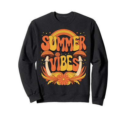 Summer Vibes Mushroom Hippie Sweatshirt - Custom Art Print Men Women - T-Shirt, Sweatshirt, Hoodie