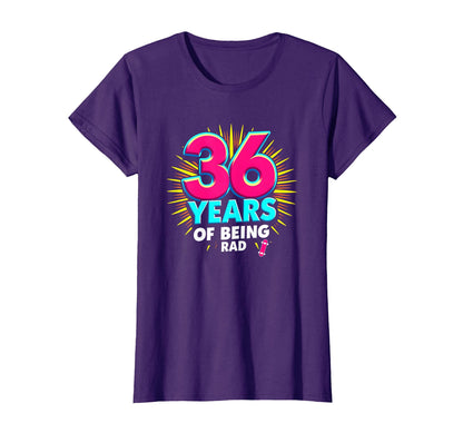 Birthday Gift 36 Years Being Rad Pop T-Shirt - Aesthetic Graphic Men Women - T-Shirt, Sweatshirt, Hoodie