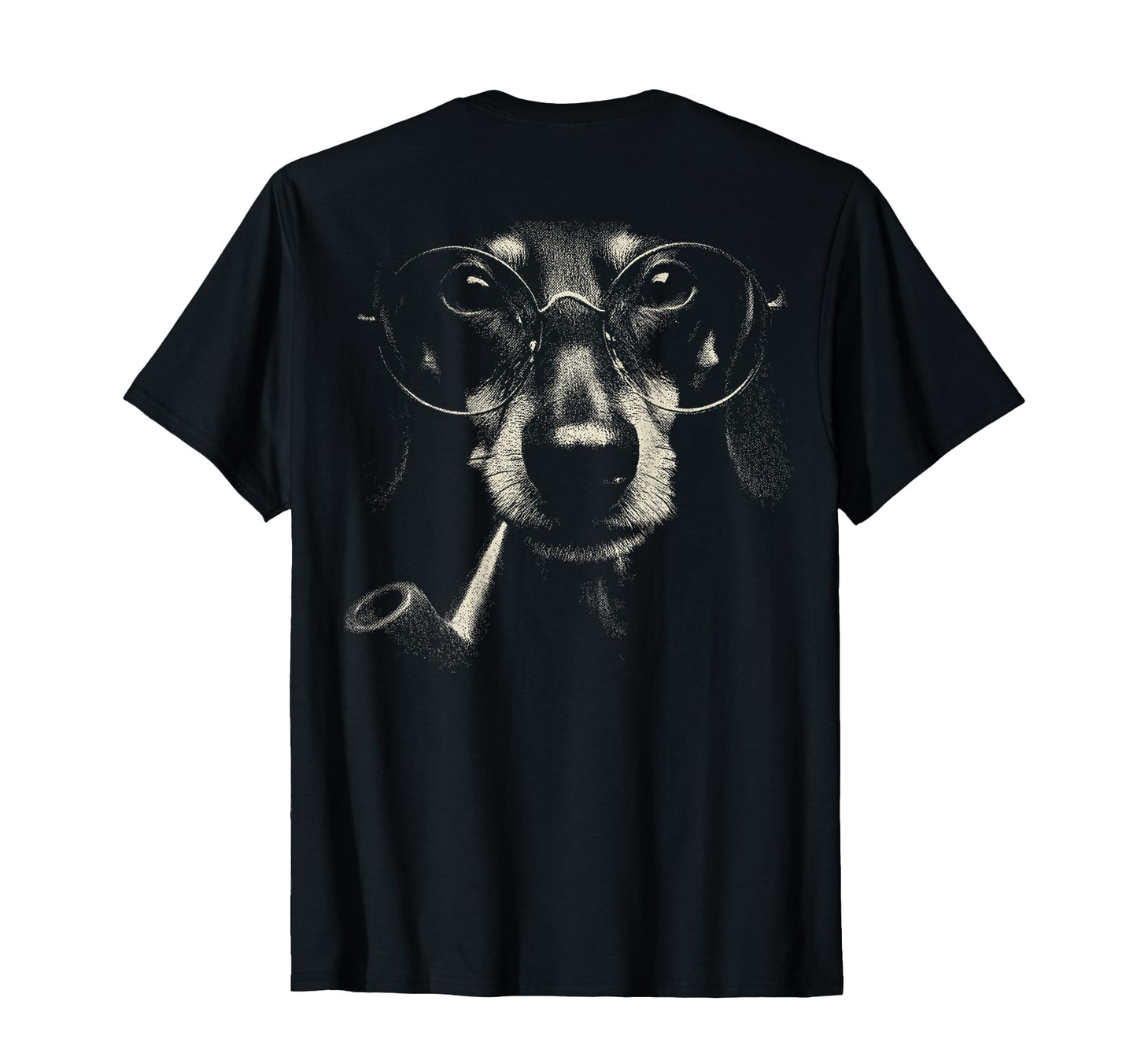 Dachshund Smoking Pipe Glasses Grunge T-Shirt - Novelty Apparel for Adults - T-Shirt, Sweatshirt, Hoodie