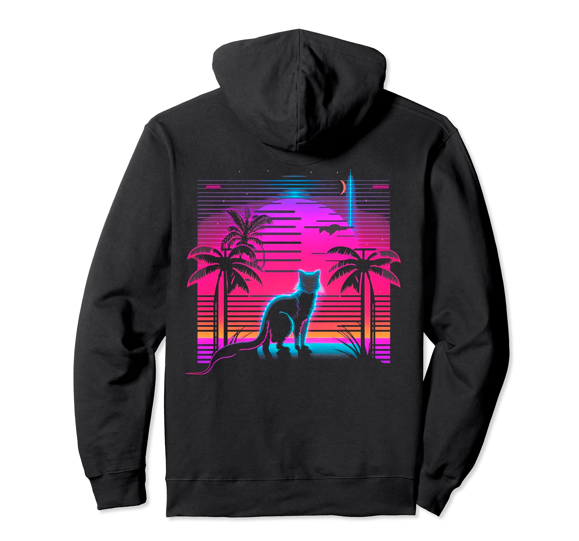 Cat Vaporwave Retrowave Aesthetic Synthwave Hoodie - Trendy Graphic Unisex - T-Shirt, Sweatshirt, Hoodie