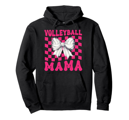 Volleyball Mama Coquette Bow Game Day Hoodie - Streetwear Style for Adults - T-Shirt, Sweatshirt, Hoodie