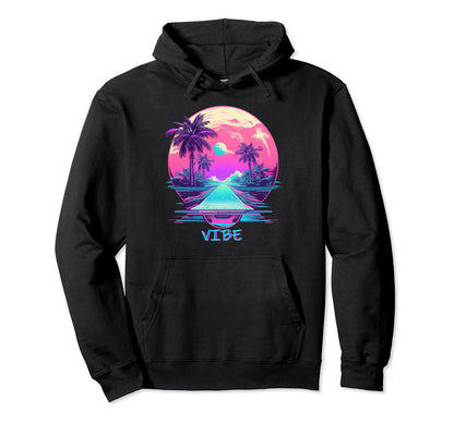 Vaporwave Vibe Landscape Aesthetic Hoodie - Fun Novelty Design for Adults - T-Shirt, Sweatshirt, Hoodie