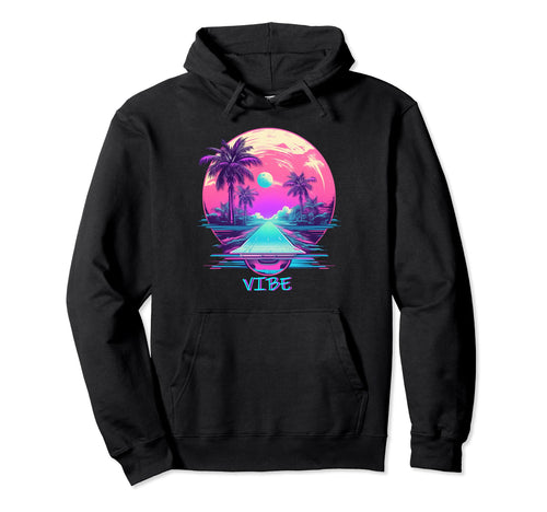 Vaporwave Vibe Landscape Aesthetic Hoodie - Fun Novelty Design for Adults - T-Shirt, Sweatshirt, Hoodie