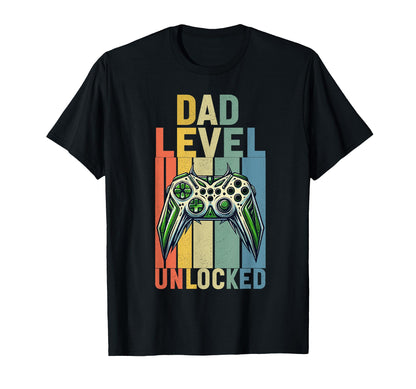 Dad Level Unlocked Controller Papa T-Shirt - Aesthetic Graphic Unisex - T-Shirt, Sweatshirt, Hoodie
