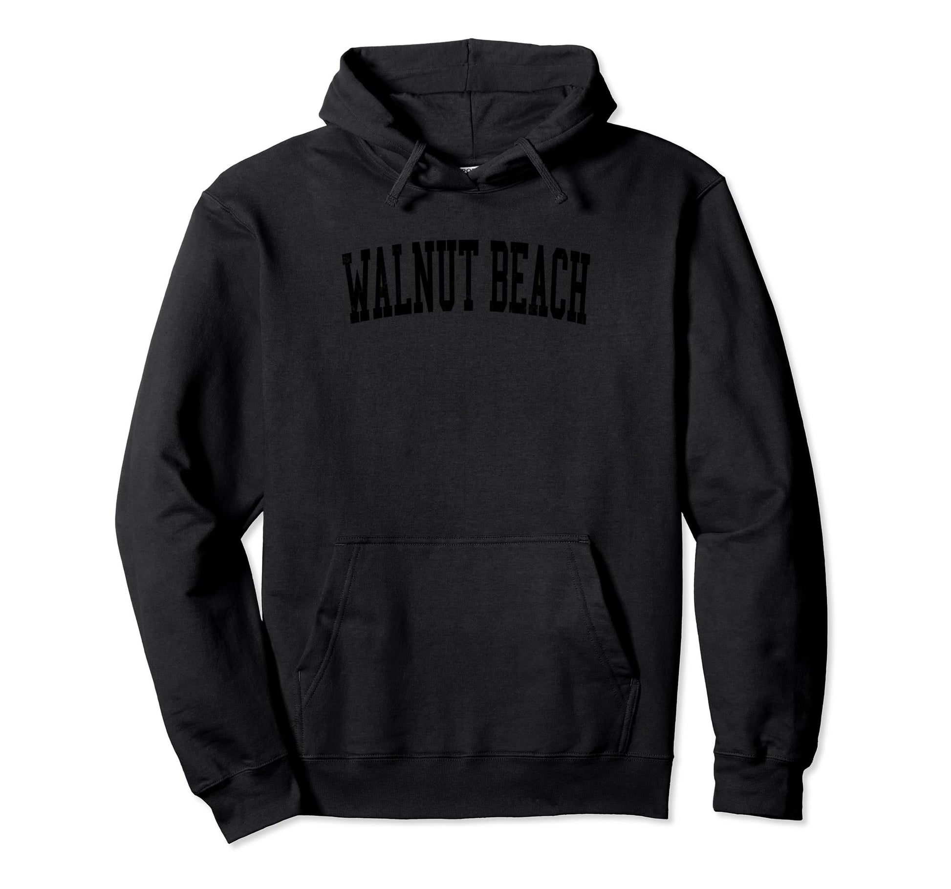 Walnut Beach Distressed Black Hoodie - Fun Novelty Design for Adults - T-Shirt, Sweatshirt, Hoodie
