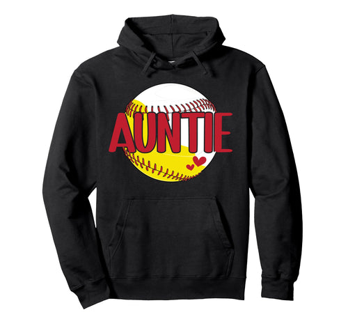 Baseball Softball Auntie Proud Softball Hoodie - Graphic Print for Adults - T-Shirt, Sweatshirt, Hoodie