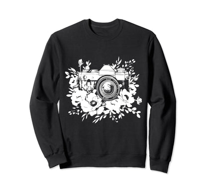 Photographer Camera Flowers Sweatshirt - Streetwear Style Men Women - T-Shirt, Sweatshirt, Hoodie