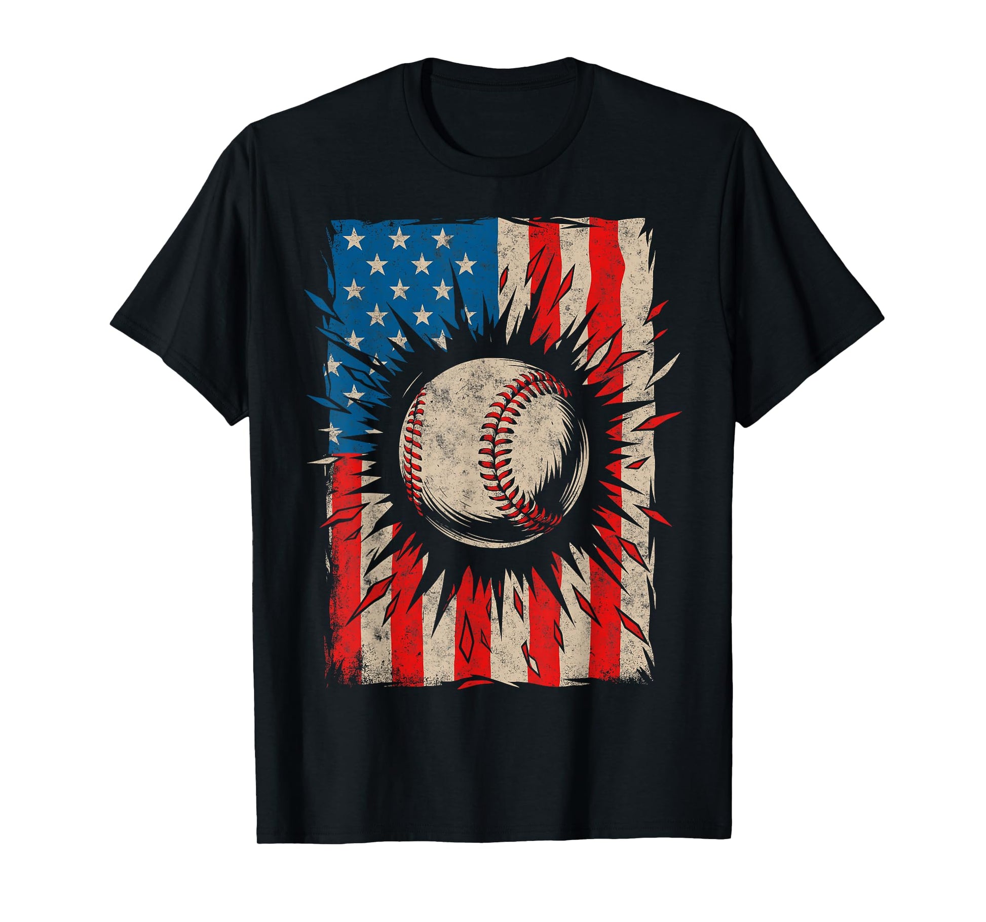 Baseball Us Flag Baseball Lover Dad T-Shirt - Aesthetic Graphic Men Women - T-Shirt, Sweatshirt, Hoodie