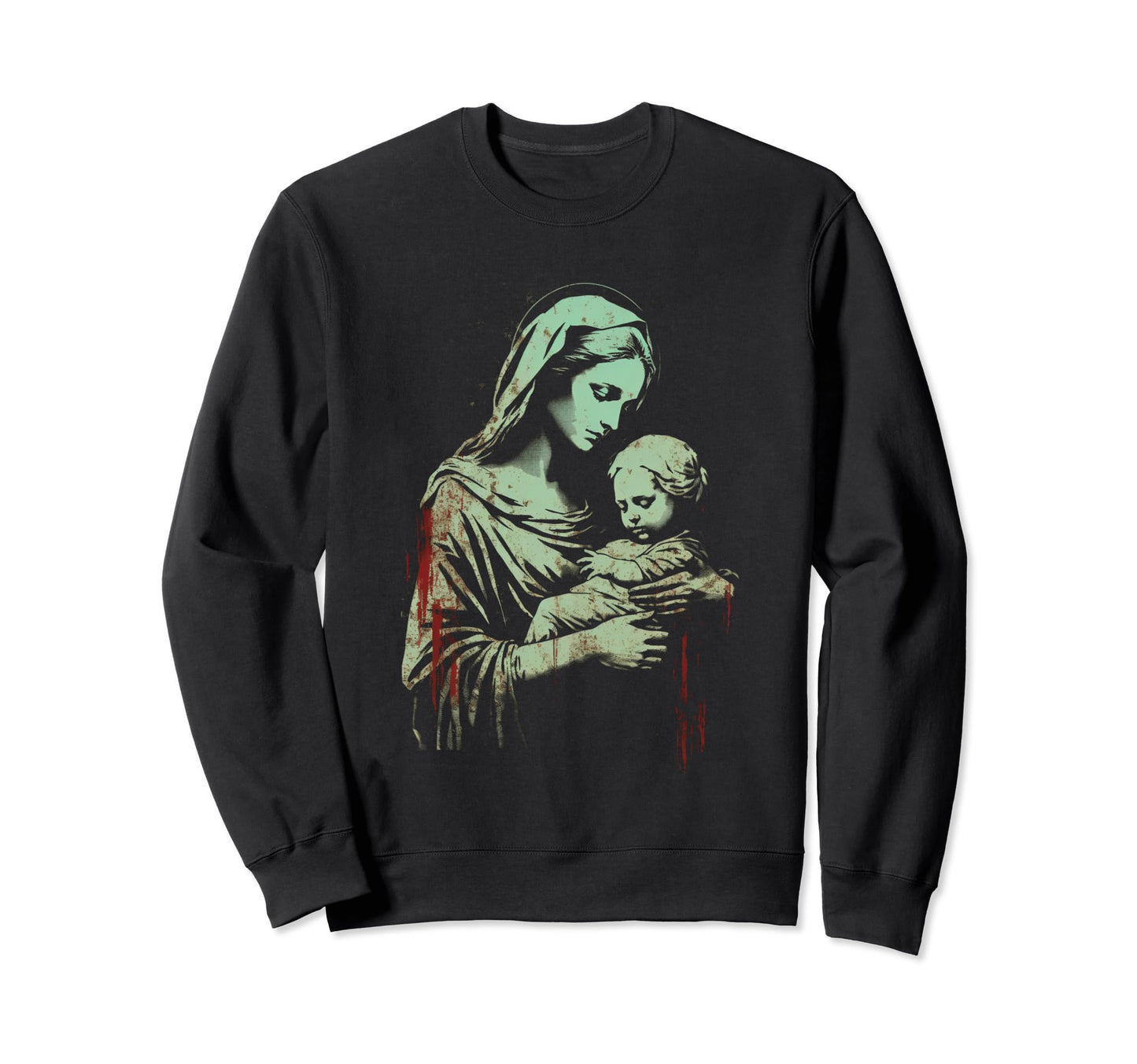 Mary Jesus Distressed 90S Goth Sweatshirt - Unique Graphic for Adults - T-Shirt, Sweatshirt, Hoodie