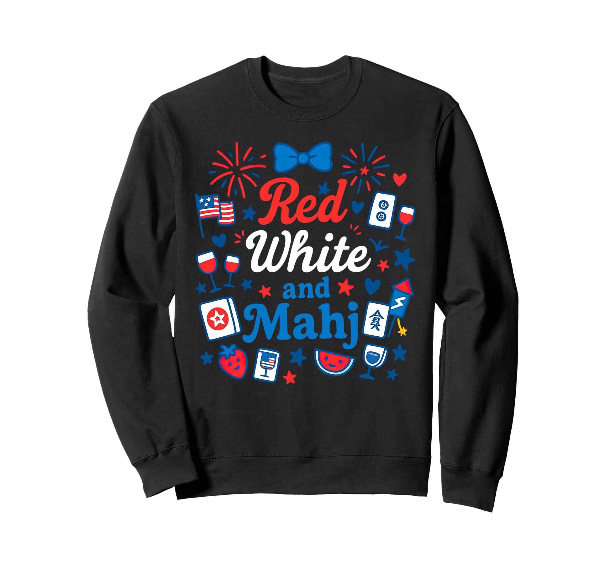 Red White And Mahjong 4Th July Sweatshirt - Fun Novelty Design Men Women - T-Shirt, Sweatshirt, Hoodie