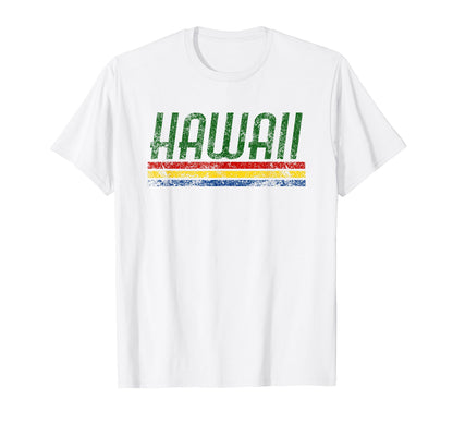 Hawaii Weathered Stripe Throwback T-Shirt - Custom Art Print Men Women - T-Shirt, Sweatshirt, Hoodie