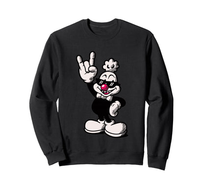 Cartoon Chicken Rooster Rock Hand Sweatshirt - Aesthetic Graphic Men Women - T-Shirt, Sweatshirt, Hoodie