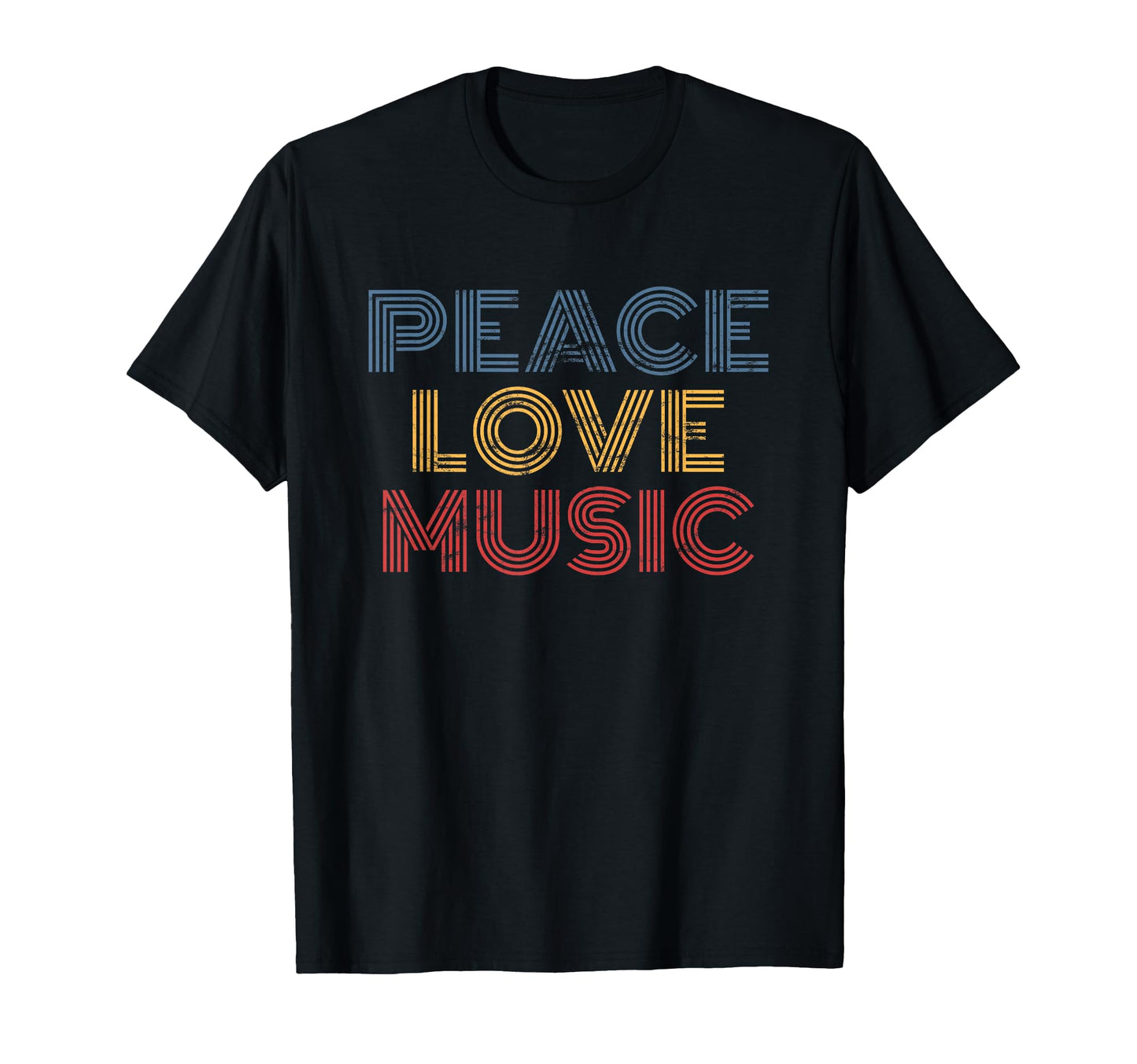 Peace Love Music Rainbow 70S Groovy T-Shirt - Casual Everyday Wear Unisex - T-Shirt, Sweatshirt, Hoodie