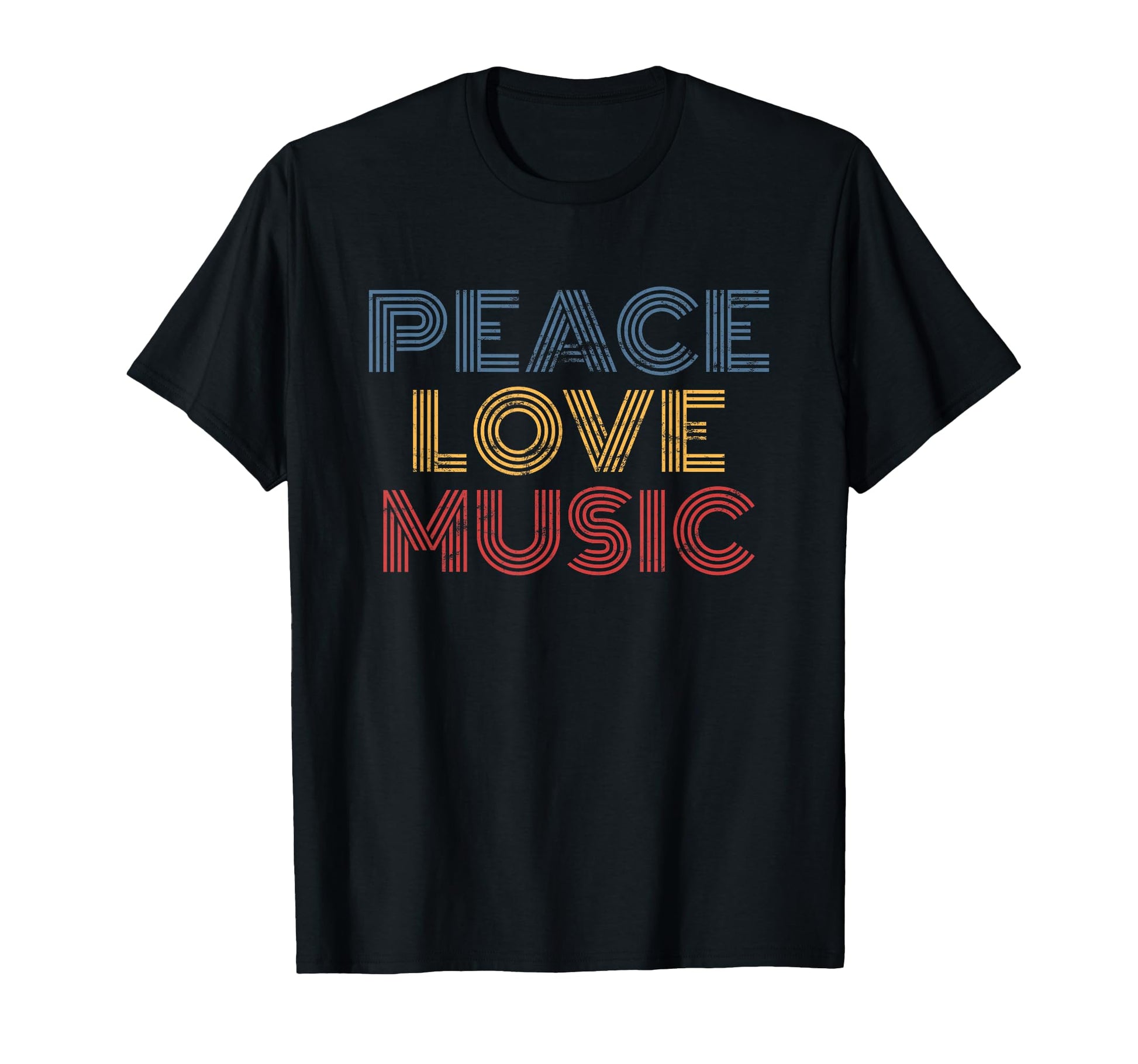 Peace Love Music Rainbow 70S Groovy T-Shirt - Casual Everyday Wear Unisex - T-Shirt, Sweatshirt, Hoodie