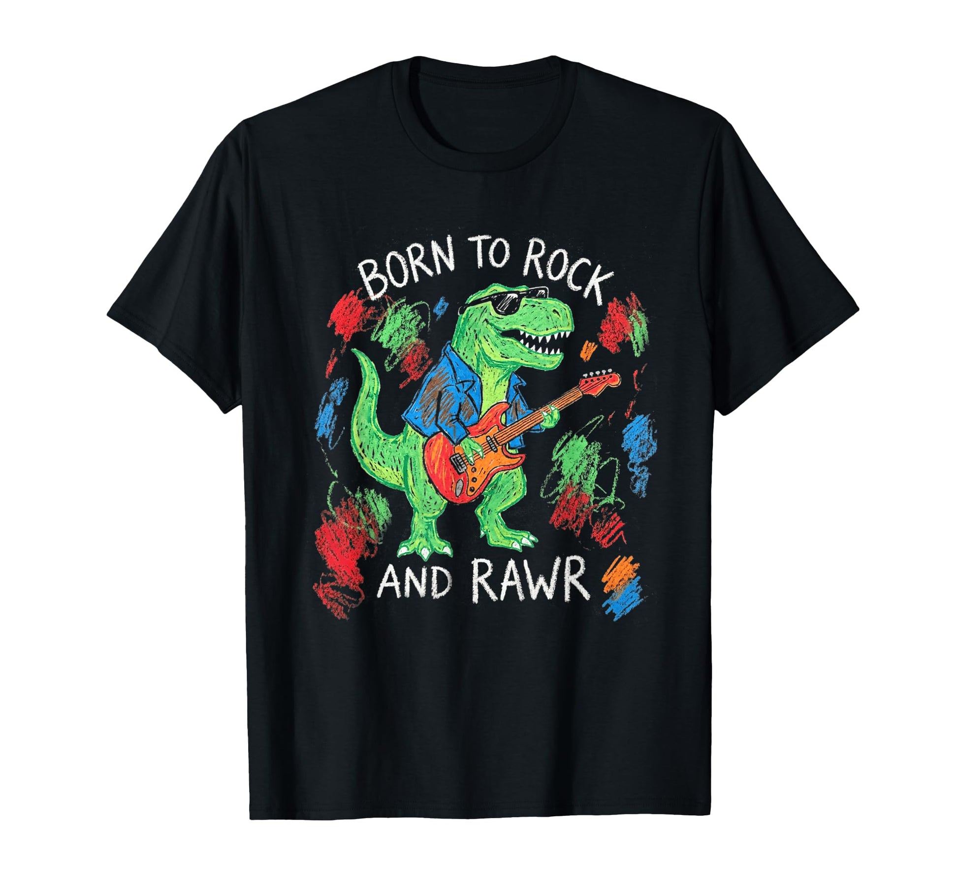 Rocking T Rex Dinosaur Guitar Born To T-Shirt - Novelty Apparel Unisex - T-Shirt, Sweatshirt, Hoodie