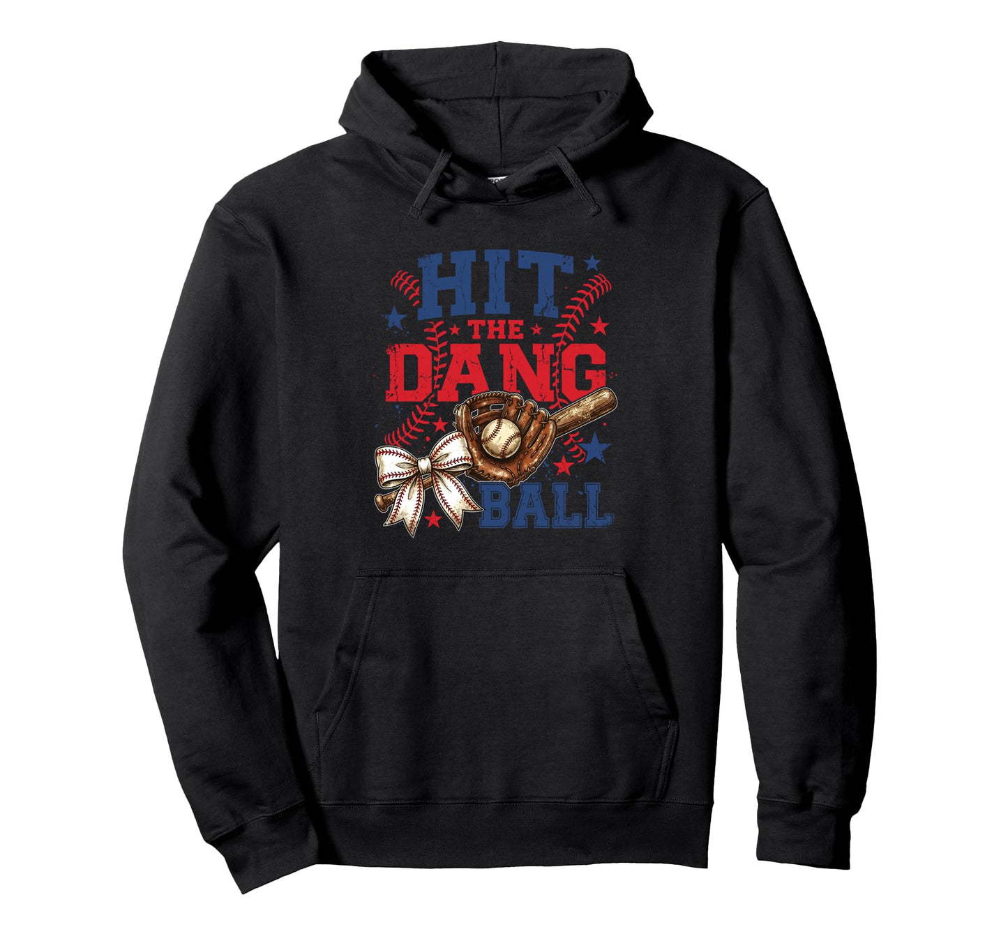 Hit Dang Ball Funny Baseball Mom Bow Hoodie - Aesthetic Graphic Men Women - T-Shirt, Sweatshirt, Hoodie