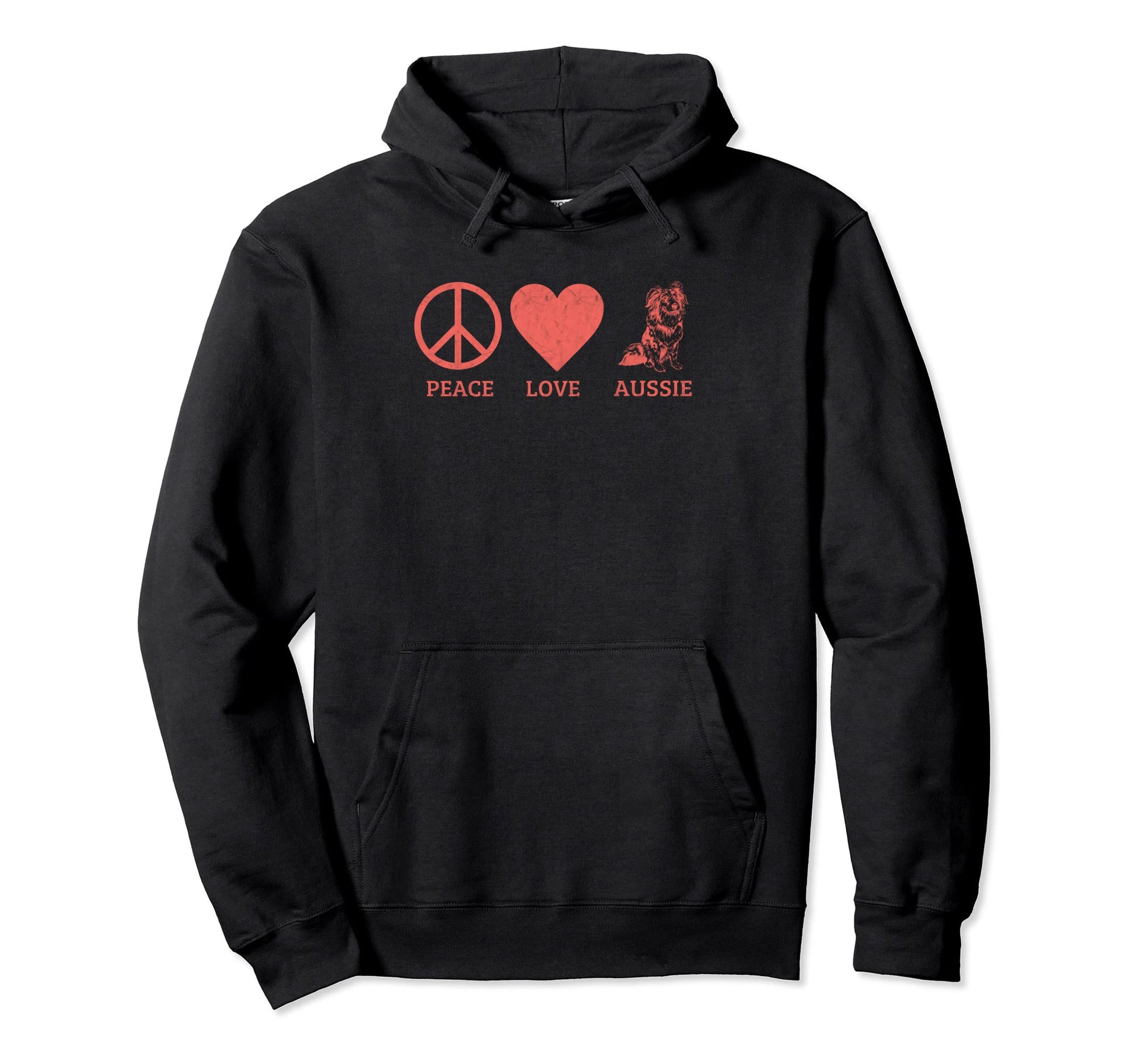 Funny Aussie Dog Lover Peace Love Hoodie - Aesthetic Graphic Men Women - T-Shirt, Sweatshirt, Hoodie
