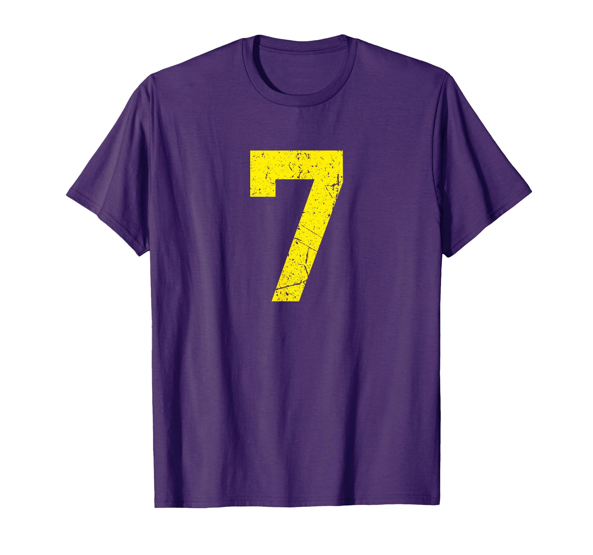 Number 7 Yellow Sport Varsity Number T-Shirt - Minimalist Print Men Women - T-Shirt, Sweatshirt, Hoodie