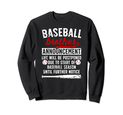 Baseball Brother Announcement Sweatshirt - Custom Art Print for Adults - T-Shirt, Sweatshirt, Hoodie