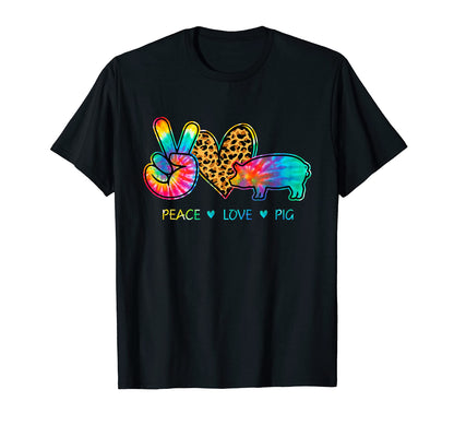 Peace Love Pig Tie Dye T-Shirt - Aesthetic Graphic for Adults - T-Shirt, Sweatshirt, Hoodie