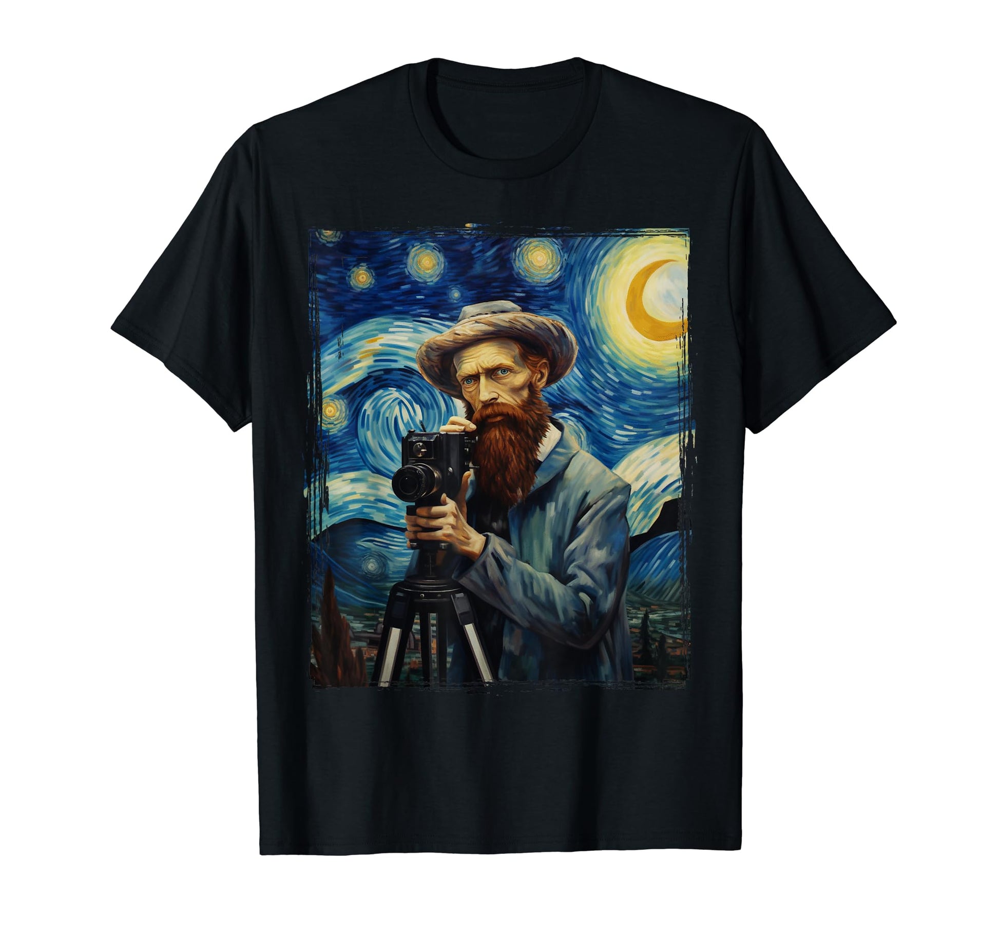 Photographer Art Van Gogh Dslr Camera T-Shirt - Aesthetic Graphic Unisex - T-Shirt, Sweatshirt, Hoodie