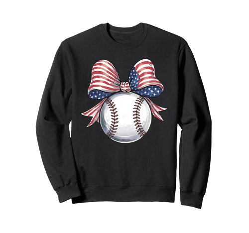 American Flag Coquette Bow Sweatshirt - Minimalist Print Men Women - T-Shirt, Sweatshirt, Hoodie