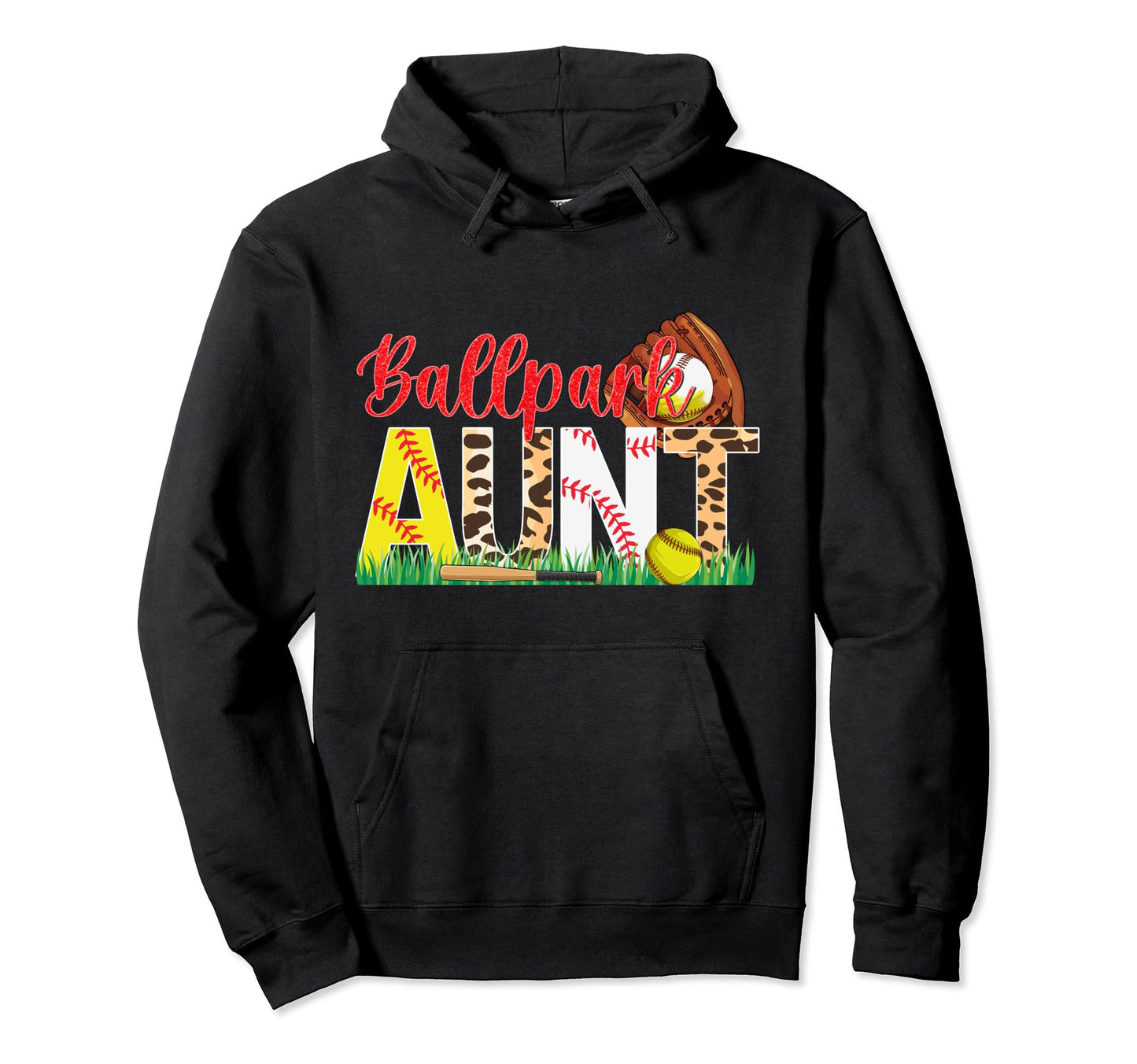 Ballpark Aunt Softball Baseball Aunt Hoodie - Minimalist Print Men Women - T-Shirt, Sweatshirt, Hoodie