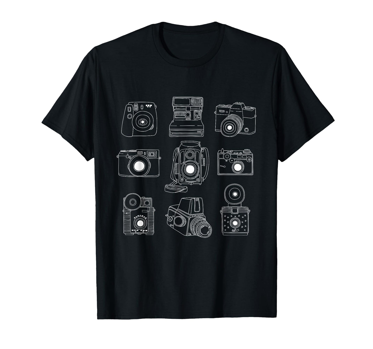 Photographer White Hand Drawn Camera T-Shirt - Casual Everyday Wear Unisex - T-Shirt, Sweatshirt, Hoodie