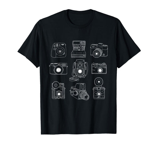 Photographer White Hand Drawn Camera T-Shirt - Casual Everyday Wear Unisex - T-Shirt, Sweatshirt, Hoodie