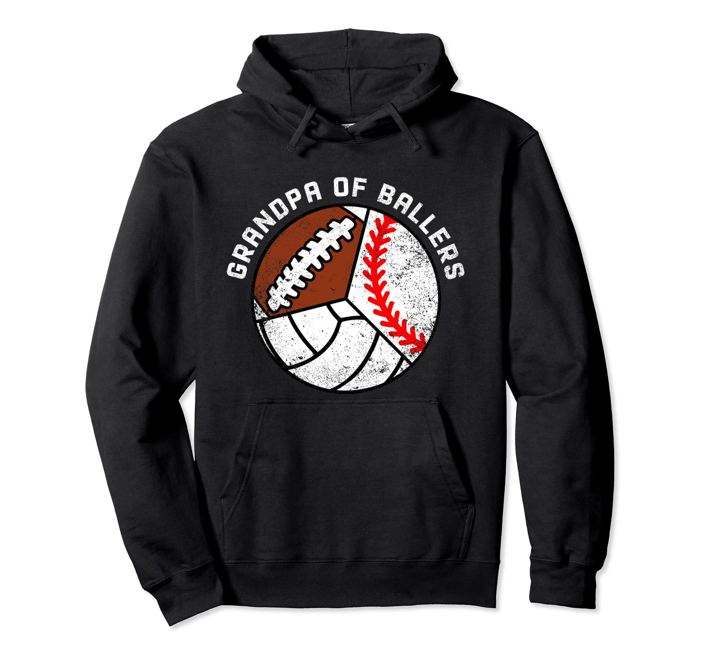 Grandpa Ballers Funny Baseball Hoodie - Unique Graphic for Adults - T-Shirt, Sweatshirt, Hoodie