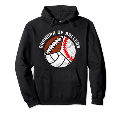 Grandpa Ballers Funny Baseball Hoodie - Unique Graphic for Adults - T-Shirt, Sweatshirt, Hoodie