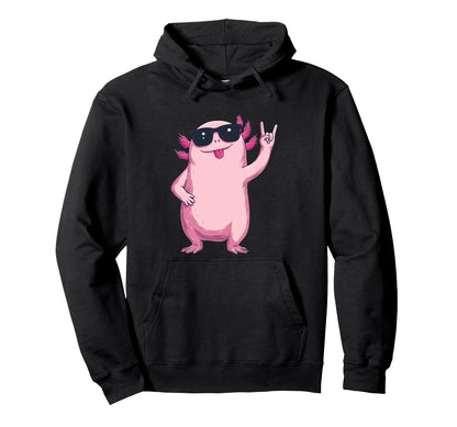 Funny Axolotl Animal Rock Hoodie - Custom Art Print for Adults - T-Shirt, Sweatshirt, Hoodie