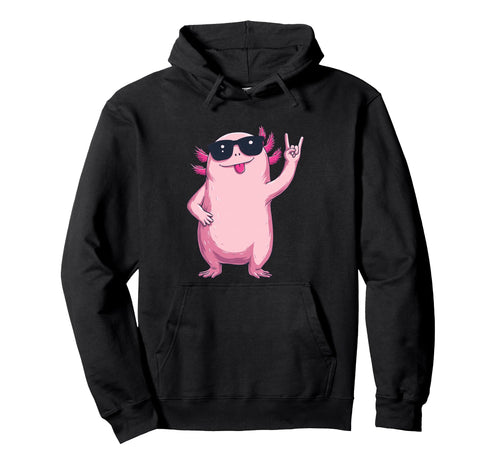 Funny Axolotl Animal Rock Hoodie - Custom Art Print for Adults - T-Shirt, Sweatshirt, Hoodie