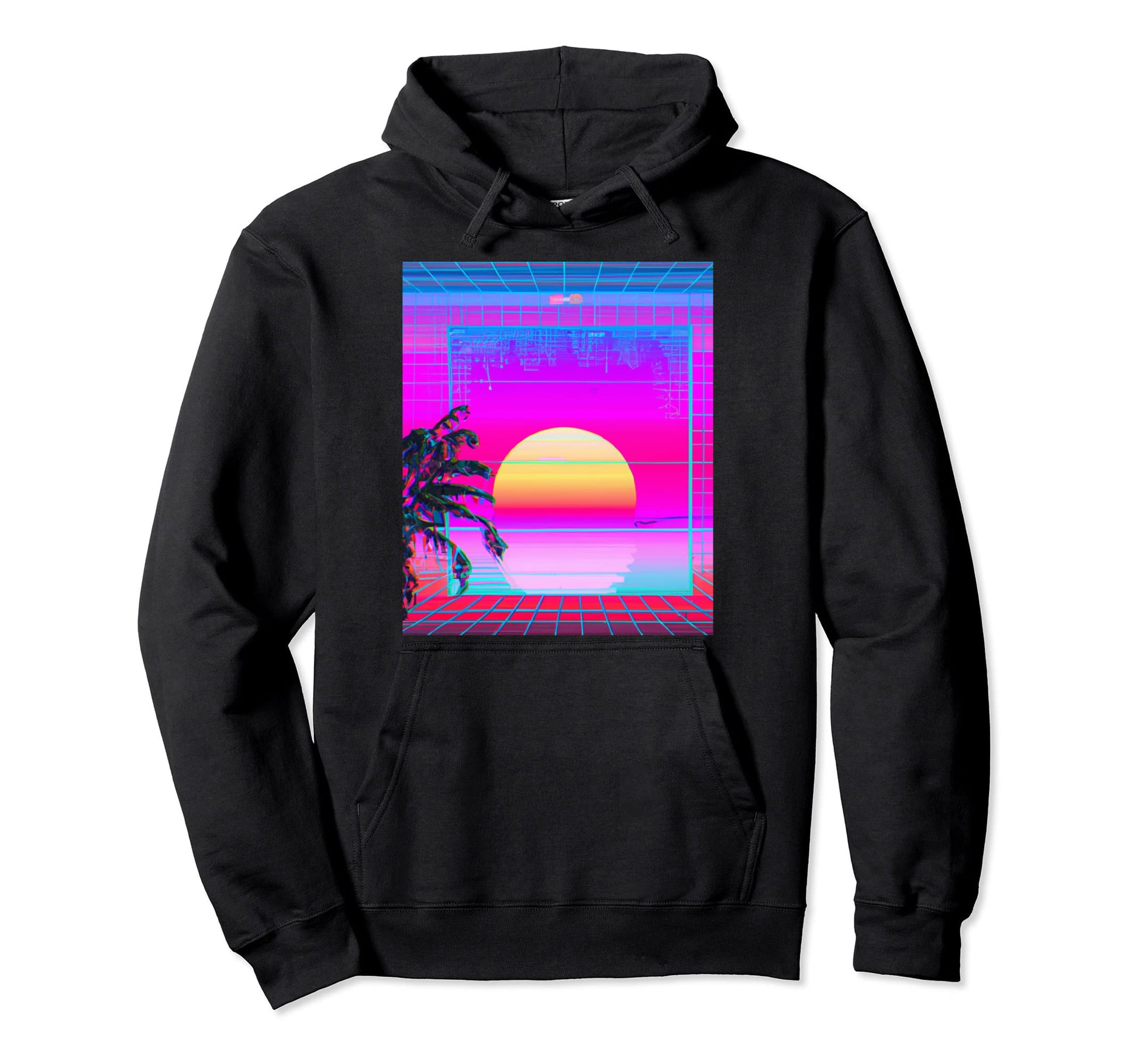 Hawaii Vaporwave Sunset Synthwave Hoodie - Trendy Graphic for Adults - T-Shirt, Sweatshirt, Hoodie