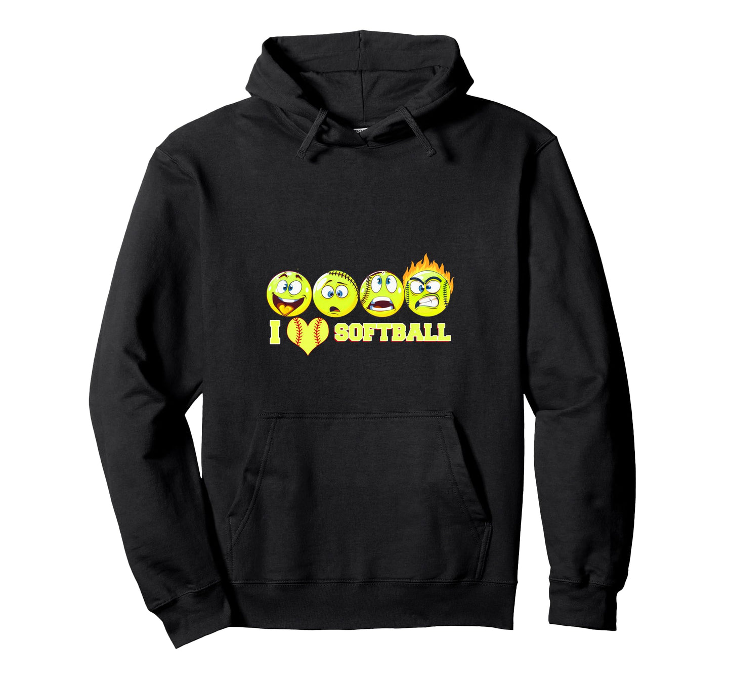 Funny Novelty Mens Softball Happy Angry Hoodie - Unique Graphic Unisex - T-Shirt, Sweatshirt, Hoodie