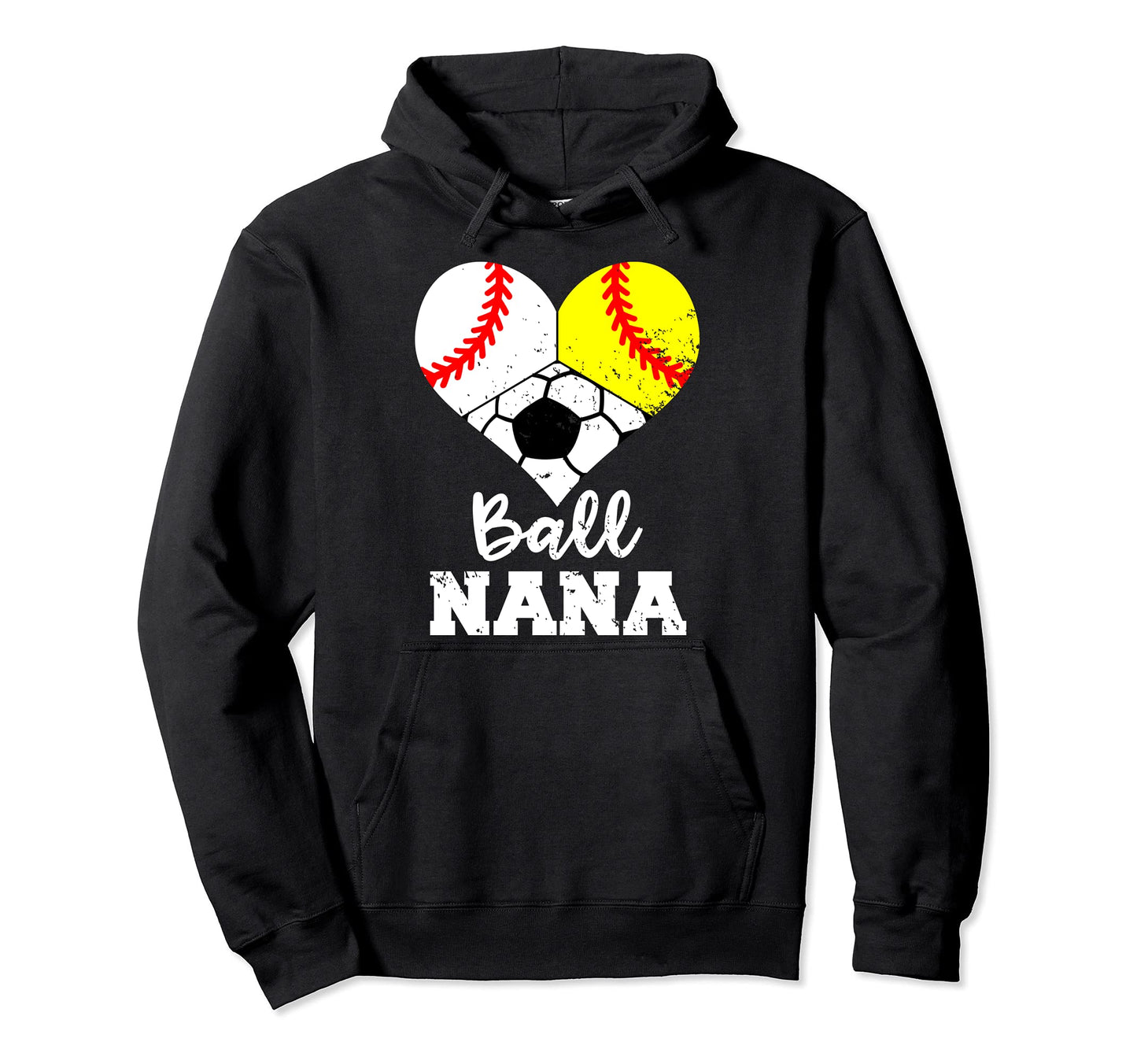 Ball Nana Funny Baseball Softball Hoodie - Minimalist Print for Adults - T-Shirt, Sweatshirt, Hoodie