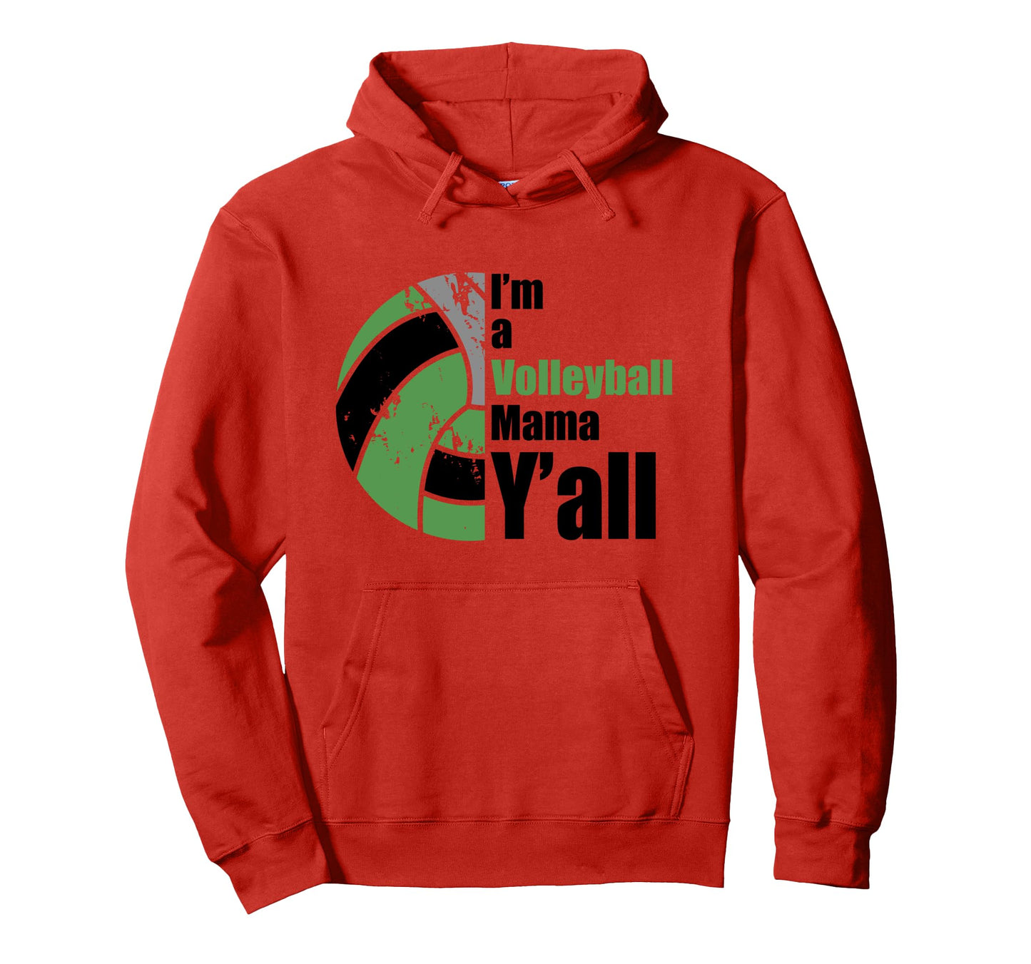 Green Black Volleyball Mom Funny Hoodie - Casual Everyday Wear for Adults - T-Shirt, Sweatshirt, Hoodie