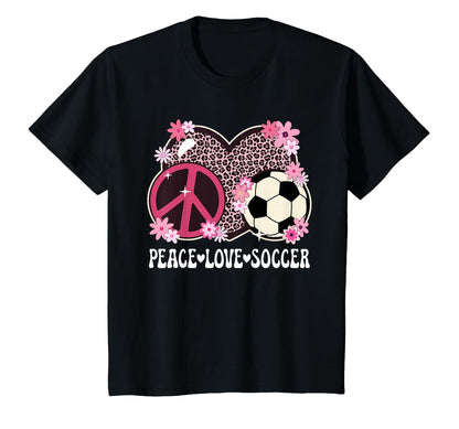 Peace Love Soccer Lover Leopard T-Shirt - Casual Everyday Wear for Adults - T-Shirt, Sweatshirt, Hoodie