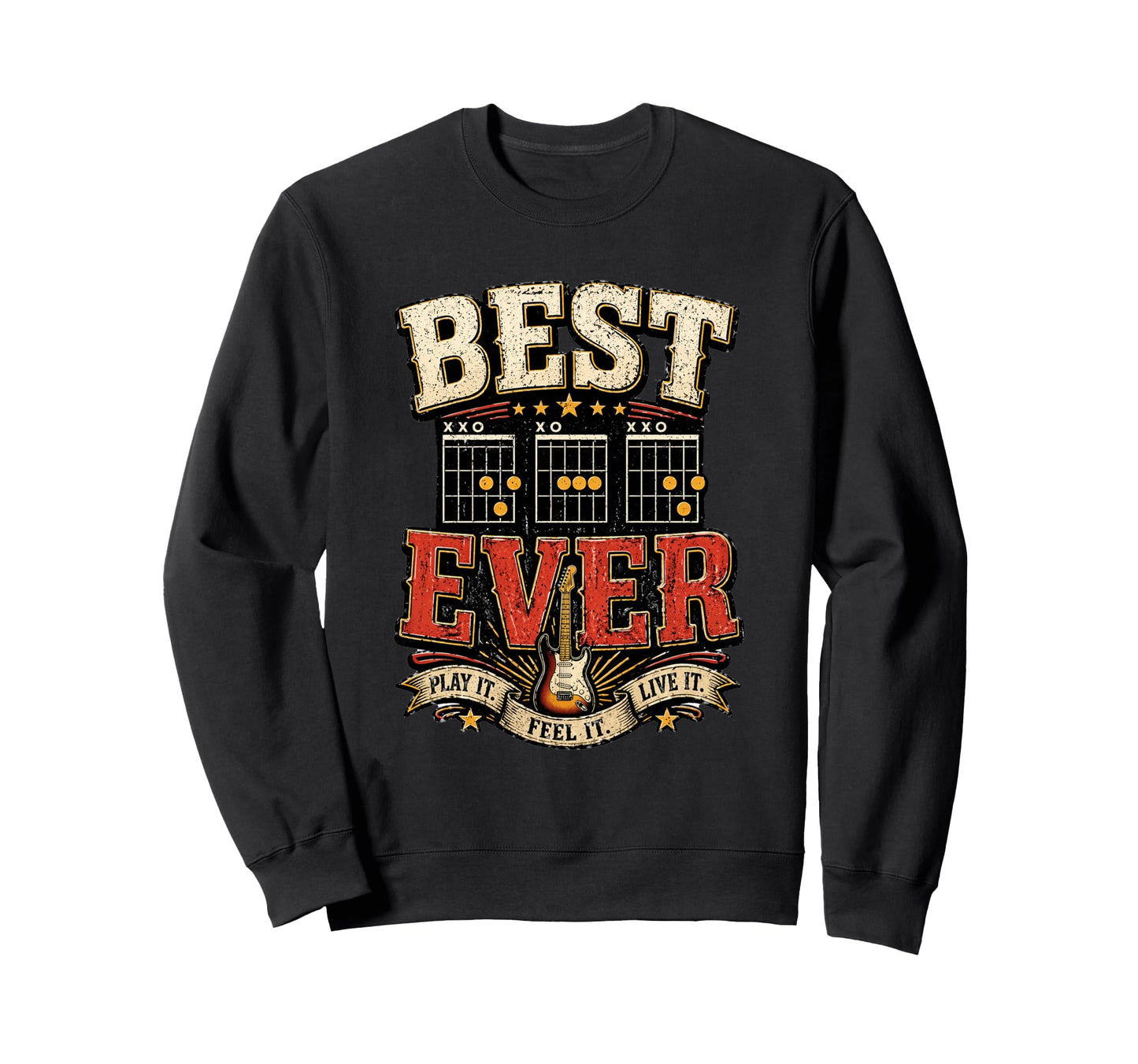 Best Dad Ever Guitar Chords Rock Sweatshirt - Streetwear Style for Adults - T-Shirt, Sweatshirt, Hoodie