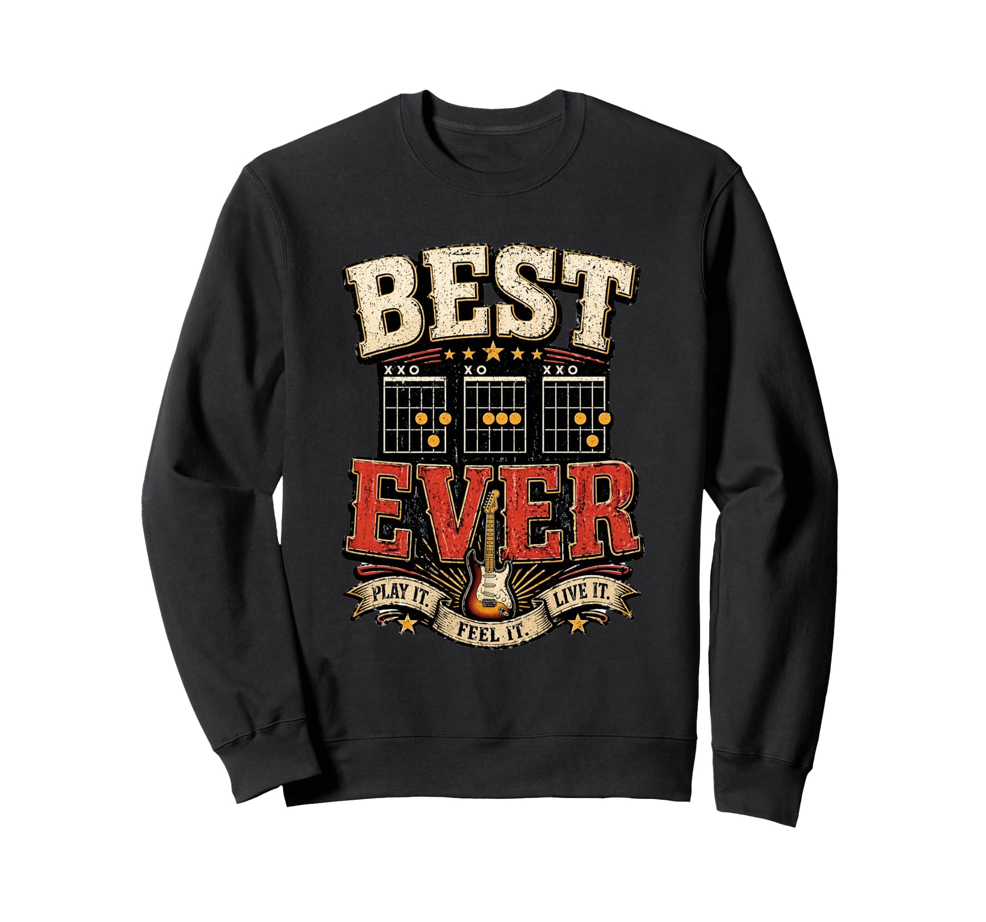 Best Dad Ever Guitar Chords Rock Sweatshirt - Streetwear Style for Adults - T-Shirt, Sweatshirt, Hoodie
